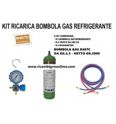 KIT COMPLET RECHARGE DE GAZ RÉFRIGÉRANT R32 BOUTEILLE 780 g CLIMATISEURS