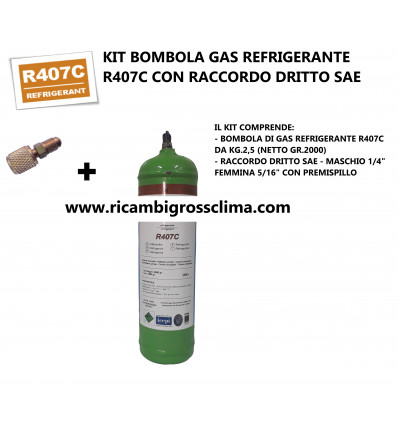 KIT GAS REFRIGERANTE R407C - 2,5 KG (NETTO 2000 GR)