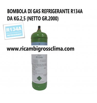GAZ RÉFRIGÉRANT R134A - 2,5 KG (NET 2000 GR)
