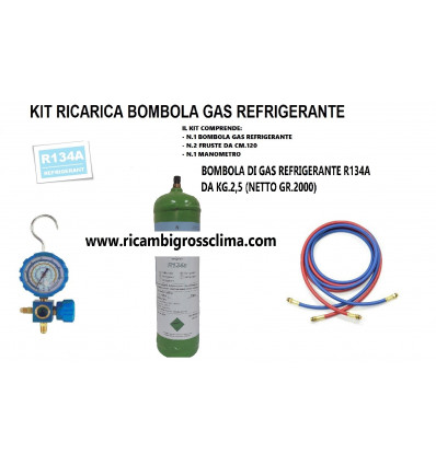 KIT RICARICA GAS R134A DA KG.2,5