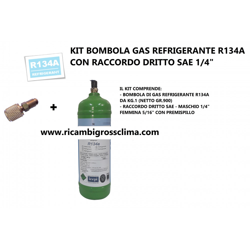 Comprar GAS REFRIGERANTE R134A KG 1 CON RECTA SAE 1/4 "