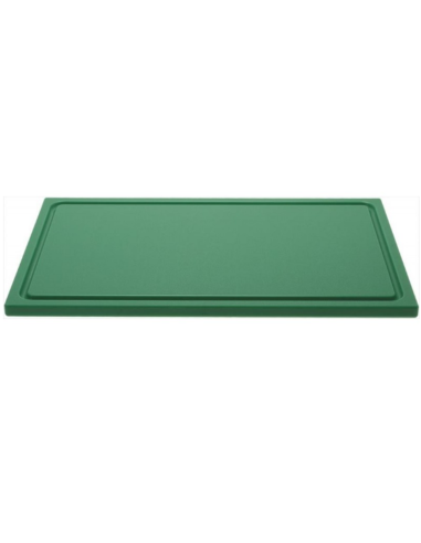 Green chopping board GN 1/1 530x325xH20 mm with channel