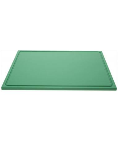 Green chopping board GN 2/1 650x530xH20 mm with channel