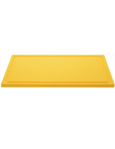 Yellow chopping board GN 1/1 530x325xH20 mm with channel
