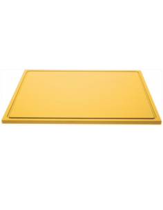Yellow chopping board GN 2/1 650x530xH20 mm with channel