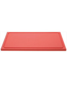 Red chopping board GN 1/1 530x325xH20 mm with channel