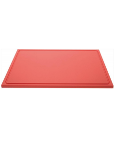 Red chopping board GN 2/1 650x530xH20 mm with channel