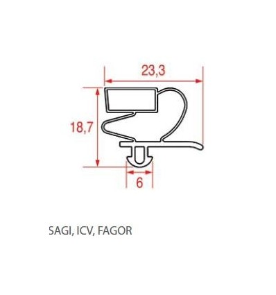 Уплотнители для холодильников-sagi-icv-fagor